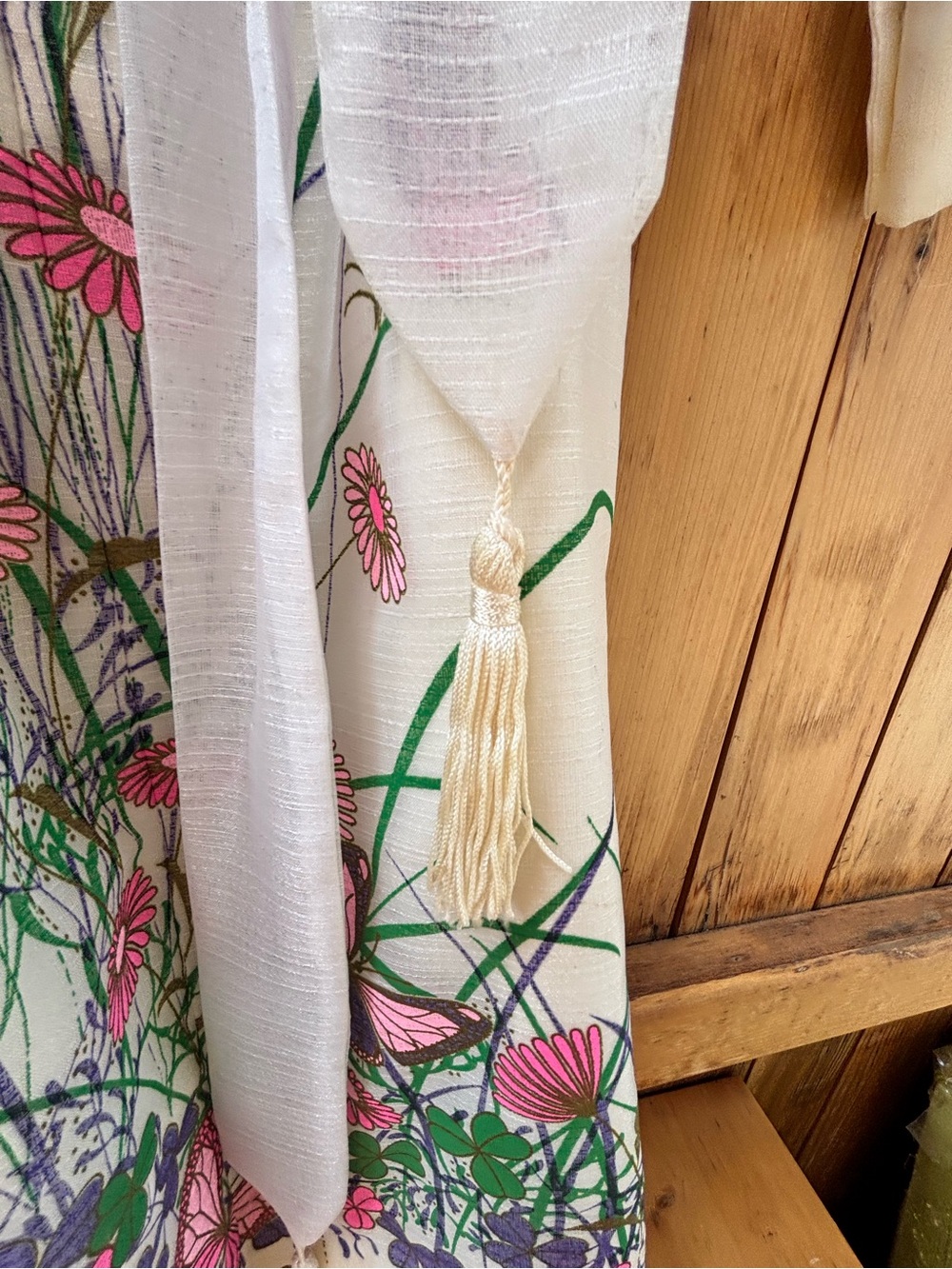 Vintage 70s Alfred Shaheen Butterfly Botanical Shirt Dress - Picture 5 of 13